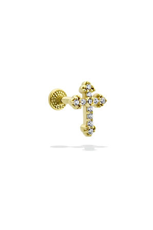 Zikon Gama Haç Altın Tragus Helix Piercing