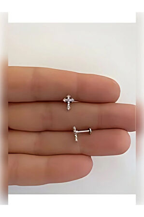 Zikon Gama Haç Altın Tragus Helix Piercing