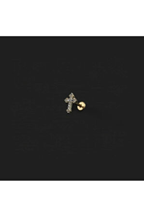 Zikon Gama Haç Altın Tragus Helix Piercing