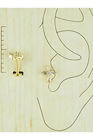 Zikon Cross Haç Altın Tragus Helix Piercing