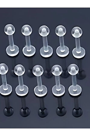 Top 3 mm x 6 mm x 1.2mm Bioplastik Labret Piercing