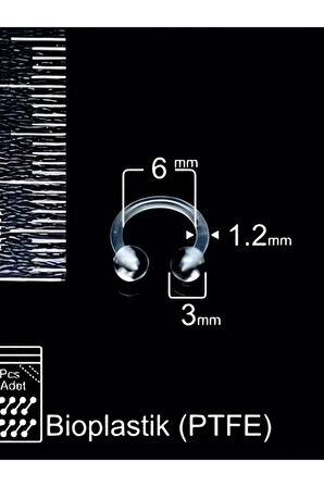 Top 3mm x 6mm x 1.2mm Bioplastik Halka Piercing