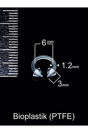 Spayk 3mm x 6mm x 1.2mm Bioplastik Halka Piercing