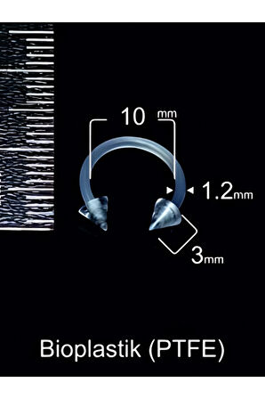 Spayk 3mm x 10mm x 1.2mm Bioplastik Halka Piercing