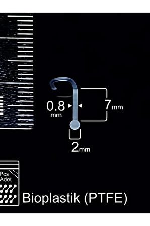 Top 2mm X 7mm X 0.8mm Bioplastik Spiral Hızma Piercing