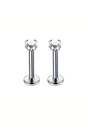 Cerrahi Çelik Zirkon 4mm X 6mm X 1.2mm Çelik Labret Piercing