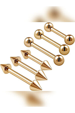 Top 5mm x 10mm x 1.2mm Altın Düz Bar Piercing,