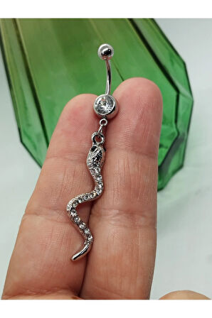 Cerrahi Çelik Yılan Kristal Göbek Piercing