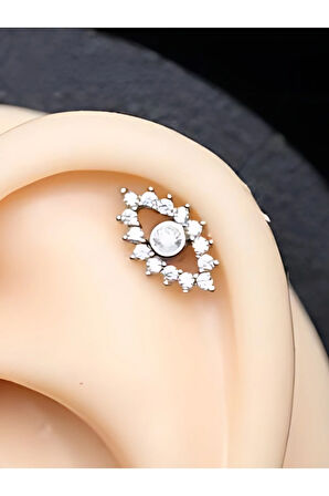 Cerrahi Çelik Göz Kristal Zirkon Çelik 6x1.2mm Labret Piercing
