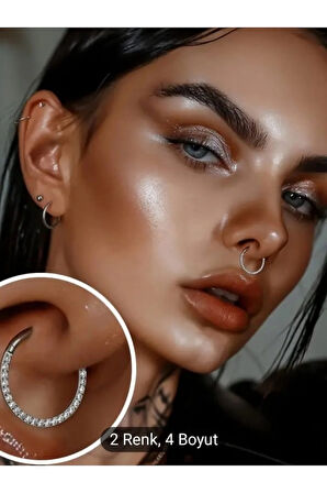 Cerrahi Çelik Zirkon Yan Sıra 8mm X 1.2mm Çelik Kilitli Halka Piercing