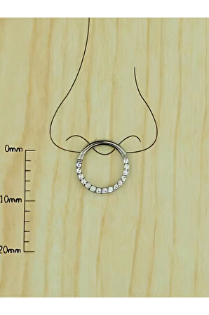Cerrahi Çelik Zirkon Yan Sıra 8mm X 1.2mm Çelik Kilitli Halka Piercing