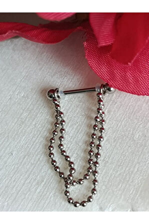 Cerrahi Çelik Çift Zincir Çelik Meme Ucu Piercing