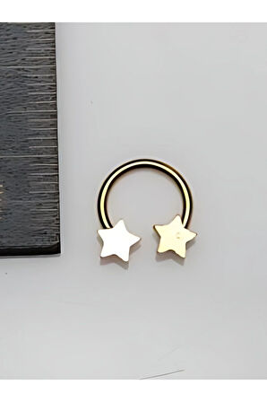 Cerrahi Çelik Yıldız 3.5mm X 8mm X 1.2mm Altın Halka Piercing