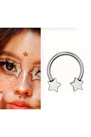 Cerrahi Çelik Yıldız 3.5mm X 8mm X 1.2mm Altın Halka Piercing