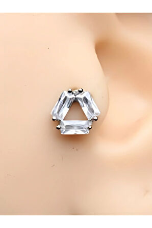 Cerrahi Çelik 3 Baget Kristal Zirkon Çelik 6x1.2mm Labret Piercing