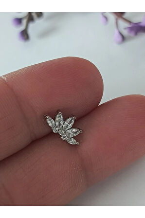 Cerrahi Çelik Tiara Kristal Zirkon Çelik 6x1.2mm Labret Piercing