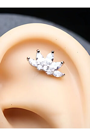 Cerrahi Çelik Tiara Kristal Zirkon Çelik 6x1.2mm Labret Piercing