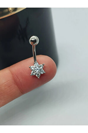 Cerrahi Çelik Mod 7733 Zirkon Çelik Göbek Piercing