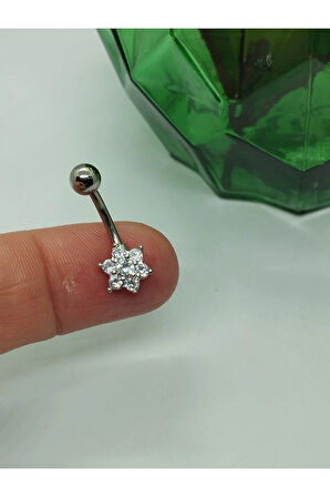 Cerrahi Çelik Mod 7733 Zirkon Çelik Göbek Piercing