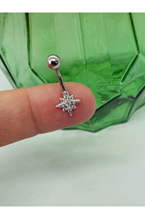 Cerrahi Çelik Mod 9890 Zirkon Çelik Göbek Piercing