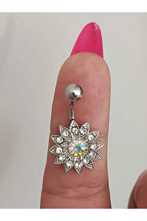 Cerrahi Çelik Mod 1188 Zirkon Çelik Göbek Piercing