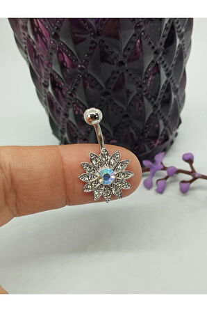 Cerrahi Çelik Mod 1188 Zirkon Çelik Göbek Piercing