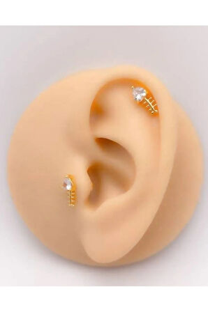 Cerrahi Çelik Kılçık Kristal Zirkon Altın Tragus Piercing,