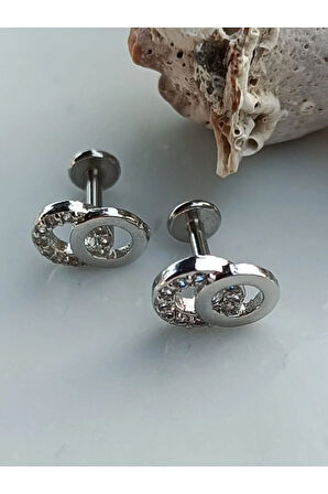 Daire Kristal Zirkon Çelik Tragus Piercing