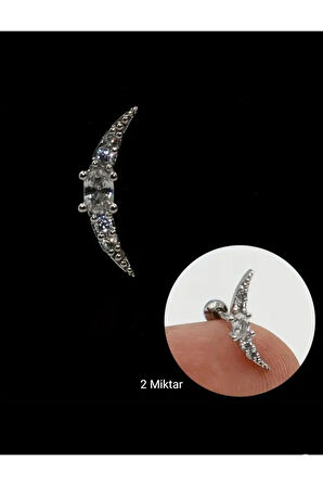 Ay Kristal Zirkon Çelik Tragus Piercing