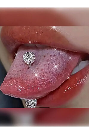 Şambala Kristal Çelik Dil Piercing