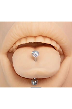 Şambala Kristal Çelik Dil Piercing