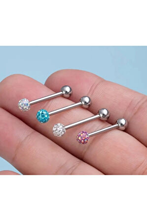 Şambala Pembe Çelik Dil Piercing