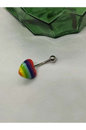 Kalp Gökkuşağı Çelik Göbek Piercing