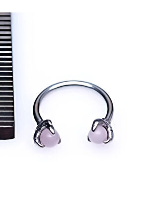Pençe Doğal Taş Pembe Çelik Halka Piercing