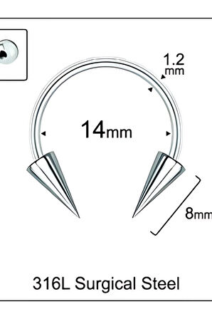 Spayk 4*8mm x 14mm x 1.2mm Çelik Halka Piercing