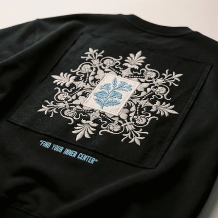 Ethnic Blue Art Oversize Pamuk 3 İplik Şardonlu Siyah SweatShirt
