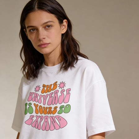 Universe Expand Oversize Pamuk 3 İplik Beyaz T-shirt