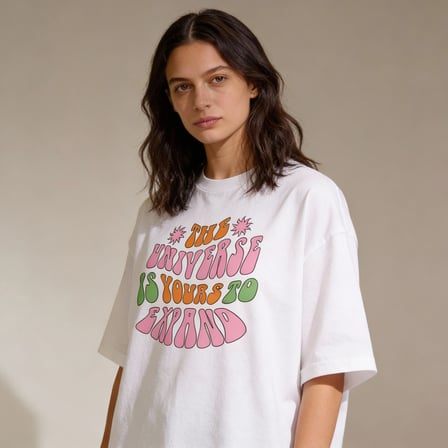 Universe Expand Oversize Pamuk 3 İplik Beyaz T-shirt