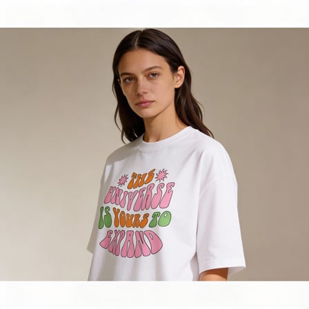 Universe Expand Oversize Pamuk 3 İplik Beyaz T-shirt