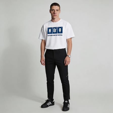 Hero Periodic Oversize 3 İplik Pamuk Baskılı Beyaz T-shirt