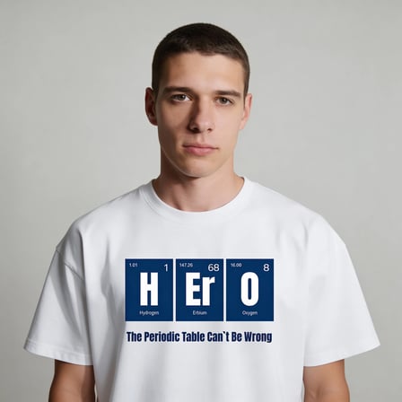 Hero Periodic Oversize 3 İplik Pamuk Baskılı Beyaz T-shirt