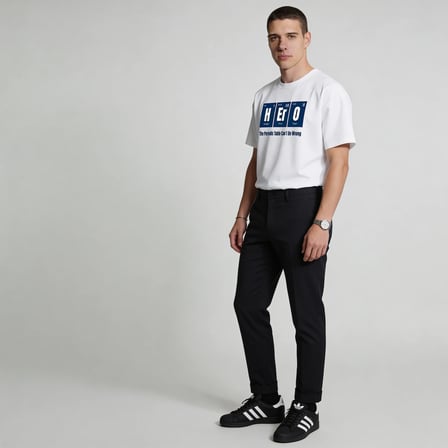 Hero Periodic Oversize 3 İplik Pamuk Baskılı Beyaz T-shirt