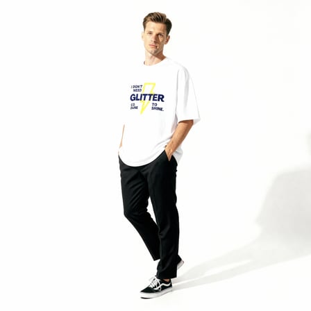 Glitter Dune Co. Oversize 3 İplik Pamuk Baskılı T-shirt