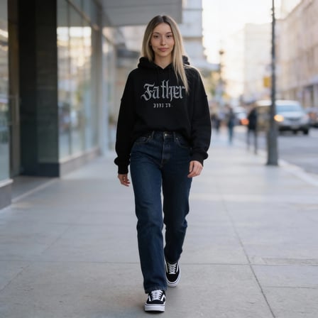 Father Dune Co. Oversize Pamuk 3 İplik Şardonlu Siyah Kapüşonlu SweatShirt