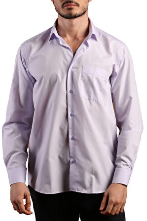 Lila Rahat Kesim Cepli Uzun Kol Regular Fit Erkek Gömlek  - 150-6