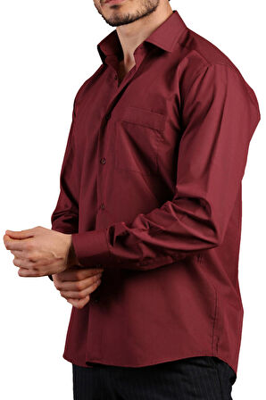 Bordo Rahat Kesim Cepli Uzun Kol Regular Fit Erkek Gömlek  - 150-13