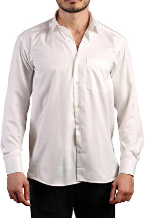 Krem Rahat Kesim Micro Kumaş Kol Düğmeli Regular Fit Erkek Gömlek - 190-10