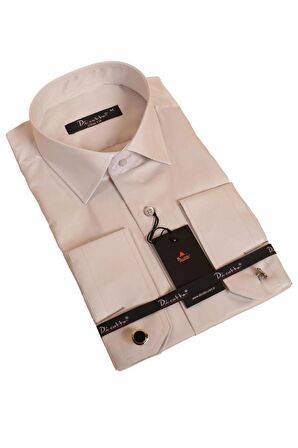 Açık Gri Dar Kesim Micro Kumaş Kol Düğmeli Slim Fit Erkek Gömlek - 201-9