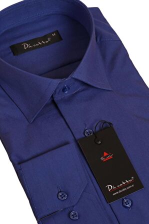 Saks Mavi Rahat Kesim Cepli Uzun Kol Regular Fit Erkek Gömlek  - 150-28