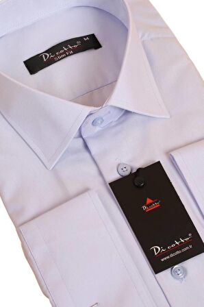 Açık Mavi Dar Kesim Slim Fit Uzun Kol Düz Renk Erkek Gömlek  - 151-3